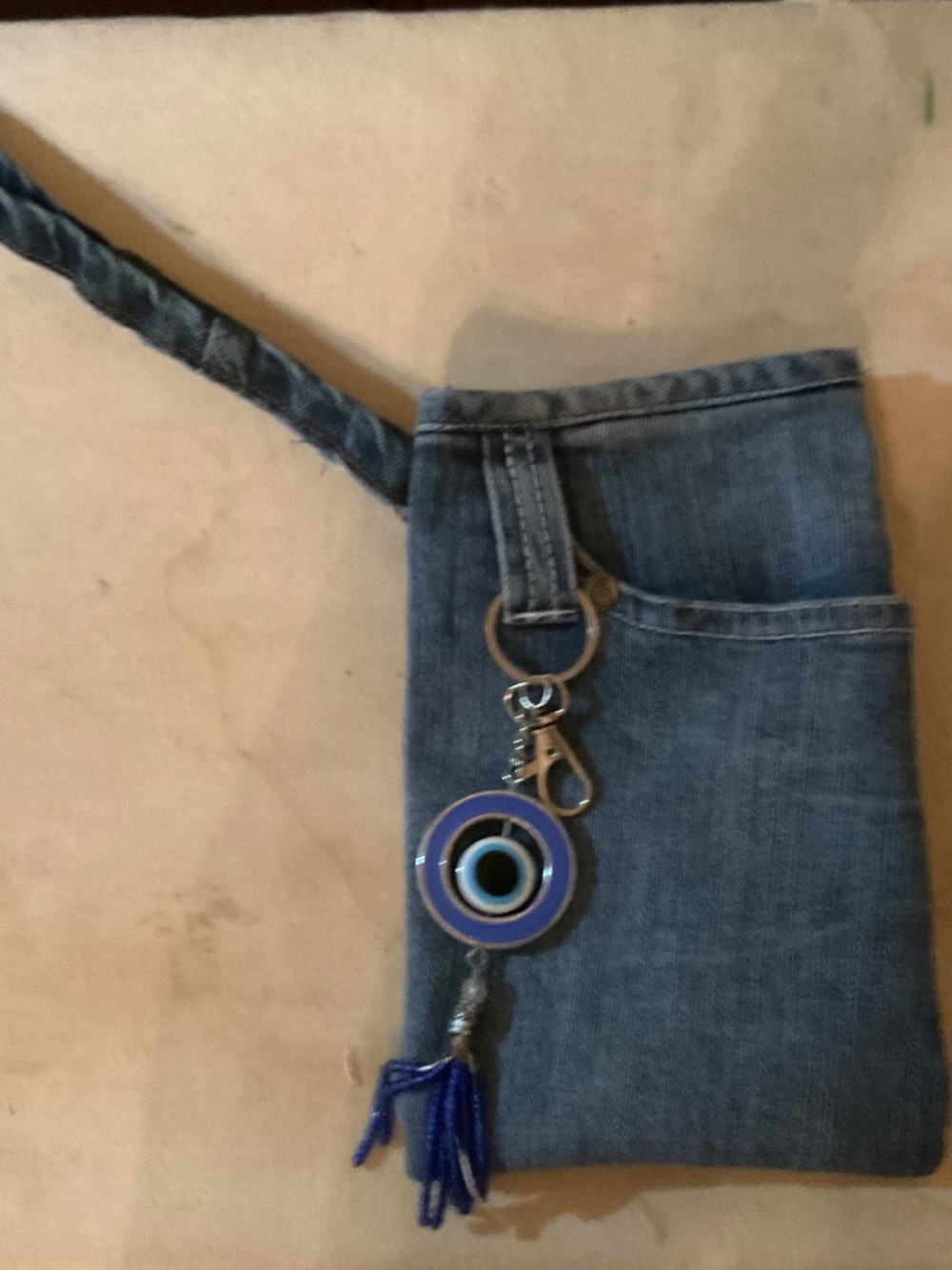 Custom listing , handmade, denim wristlet - Picture 4 of 4